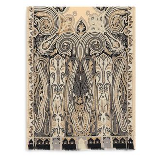 Etro Accessoires, Dames, Veelkleurig, ONE Size, Wol, Wol en Zijde Sjaal met Paisley Print