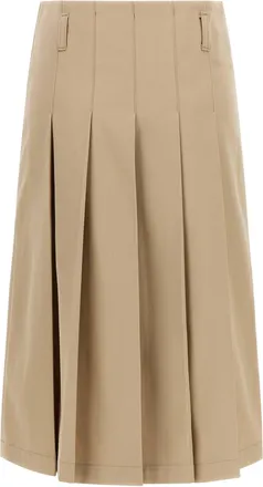 A.P.C. Pleated Organic Cotton Skirt - beige