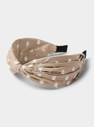 Simons Womens Embroidered flower knotted wide headband