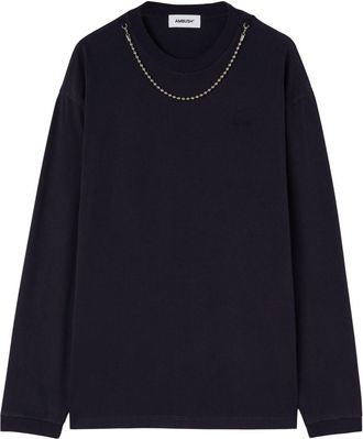 AMBUSH chain-embellished cotton sweatshirt - unisex - Cotton - M - Blue