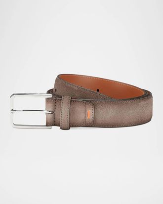 Santoni Men & apos;s Burnished Suede Belt