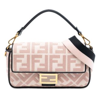 Fendi Pre-owned Fendi Zucca Embroidered Canvas Baguette Satchel 8BR600-A9P6-209-10429