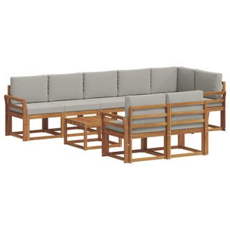 vidaXL Conjunto De Sof&aacute;s De Exterior 9 Pcs Gris Natural Y Claro Vidaxl