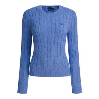 Polo Ralph Lauren Kabelgebreide trui met ronde hals - Dames - Ronde hals truien - Blauw - L - Katoen - Truien & Vesten