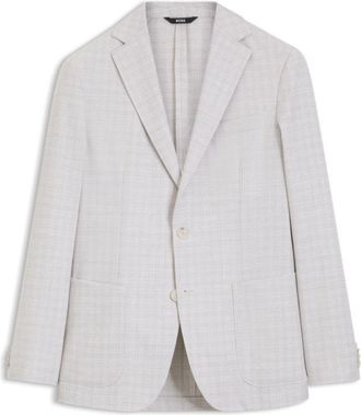BOSS Slim-fit blazer in checked virgin wool and cotton