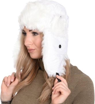Generic New Trapper HAT White with White Faux Fur Trim Unisex Size 59CMS