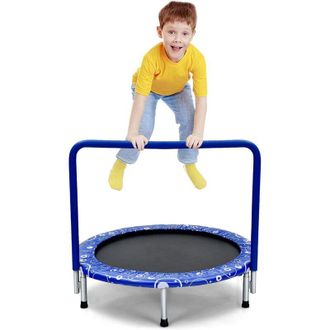 Costway Costway - Cama El&aacute;stica 92 Cm Para Ni&ntilde;os Tranpol&iacute;n Plegable Capacidad 150 Kg Con Cobertura Acolchada De Seguridad (azul)