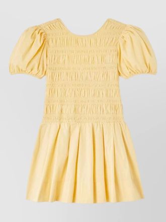 Ganni organic cotton dress puff sleeves pleated skirt