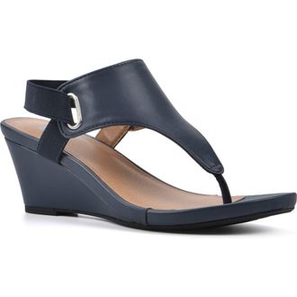 White Mountain All Dres Wedge Sandal in Navy/Smooth at Nordstrom Rack, Size 7.5