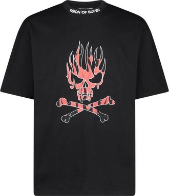 Vision Of Super Skull Print Tee Zwart/Rood - Heren - T-shirts - Zwart - S - Katoen - Tops