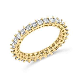 House of Brilliance 14K Yellow Gold 2.00 Ct Shared Prong Set Princess Cut Diamond Eternity Band Ring at Nordstrom, Size 7