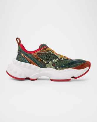 Christian Louboutin Men & apos;s So Flo Mesh & Snakeskin Runner Sneakers