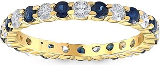 Pompeii3 1 cttw Blue Sapphire Diamond Wedding Eternity Ring 10k Yellow Gold