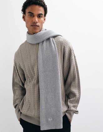 GANT sciarpa in misto cotone grigia-Grigio