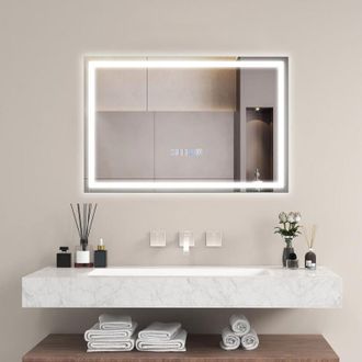 Costway Costway Espejo Led De Pared Para Ba&ntilde;o, Rectangular Con Brillo Ajustable Continuamente, 3 Temperaturas De Color, Funci&oacute;n Antivaho Y De Memoria, Sin Mar