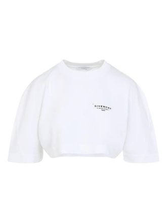Givenchy Cropped T-shirt met lange mouwen en logoprint - Wit