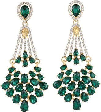 Liv Oliver 18K Plated 18.25 Ct. Tw. Emerald Green Quartz Earrings