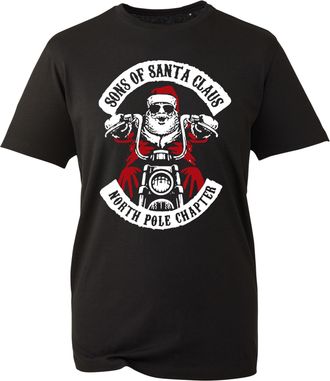 Generic Retro Sons of Santa T-Shirt, Funny Biker Gang Christmas Parody, Anarchy Style Xmas 2025 Riding Lover Gift Tee Unisex UK (Black, M)