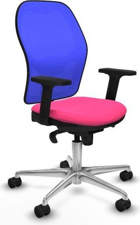 Piqueras y Crespo Piqueras Y Crespo - Jorquera Sincro Malla Azul Similpiel Rosa Brazos 2d Base Aluminio Ruedas 65mm Nailon