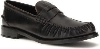 Prada Womens Black Calf Leather Bos Taurus Slip-On Loafers