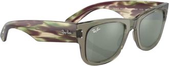 Ray-Ban Mens Mega Wayfarer Sunglasses In Transparent Green Grey Mirror