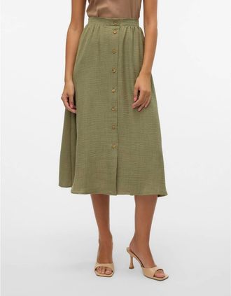 Vero Moda Womens Laney Midi A-Line Skirt - Tan - Size: 14/30in