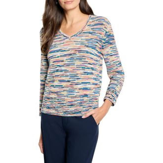 Nic+Zoe Mix Fringe Space Dye Sweater in Pink Multi at Nordstrom Rack, Size X-Large