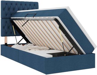 vidaXL Storage Bed with Mattress Blue 100 x 200 cm Polyester vidaXL