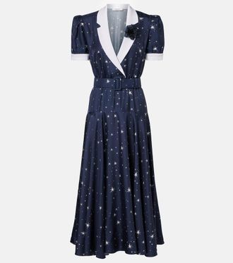 Rodarte Printed silk twill midi dress