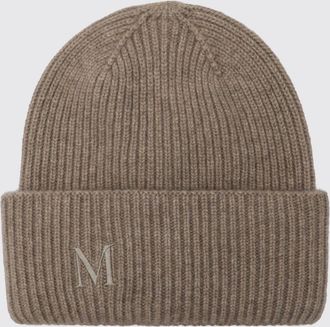 Max Mara Berretto beanie in lana a coste con logo jacquard e risvolto