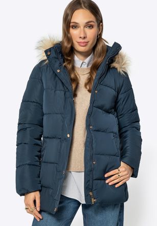 Wittchen Dames Gewatteerde Jas met Monogram Marineblauw Polyester