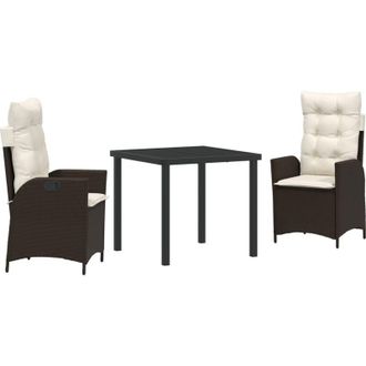 vidaXL Vidaxl - Conjunto De Comedor De Jard&iacute;n 3 Pcs Marr&oacute;n Rat&aacute;n Sint&eacute;tico
