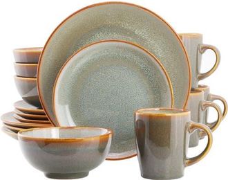 Elama 16 Piece Round Stoneware Dinnerware Set in Light Blue at Nordstrom