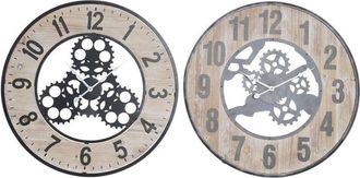 DKD Home Decor Reloj De Pared Dkd Home Decor Natural Negro Mdf Hierro Engranajes (60 X 4,5 X 60 Cm)