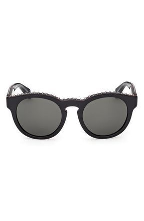 Christian Louboutin 53mm Round Sunglasses in Black Gunmetal /Zeiss Smoke at Nordstrom