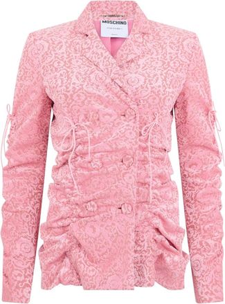 Moschino Jassen, Dames, Roze, S, Katoen, Gekreukelde Blazer