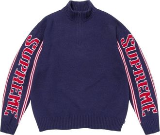 SUPREME FW26 Jacquard Sleeve Half Zip Sweater Navy SUP-FW26-037-NVY