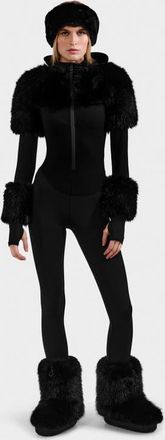 Rudsak Myla Catsuit with Faux Fur in Black at Nordstrom, Size X-Small