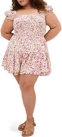 City Chic Floral Print Romper in Sweet Pea at Nordstrom Rack, Size Xs/14W