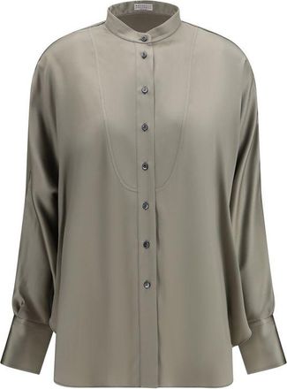 Brunello Cucinelli Bicolor Silk Womens Shirt
