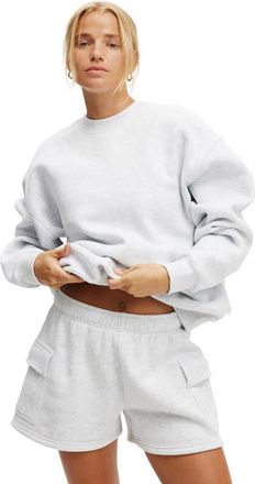Cotton On Womens Active Plush Crew Sweatshirt in Cloudy Grey Marle at Nordstrom, Size X-Large