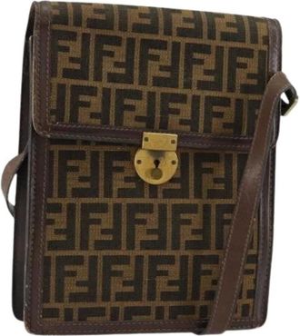 Fendi Pre-owned Cross Body Bags, female, Brown, Size: ONE SIZE Pre-owned Canvas Cross Body Bag