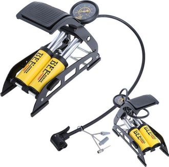 Trade Shop Trade Shop - Inflador Pie Bomba 2 Cilindros Man&oacute;metro Bicicleta Coche Moto 10 Bar 160 Psi