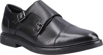 Hush Puppies Kane Leren Zwarte Dubbele Monk Schoenen voor Mannen