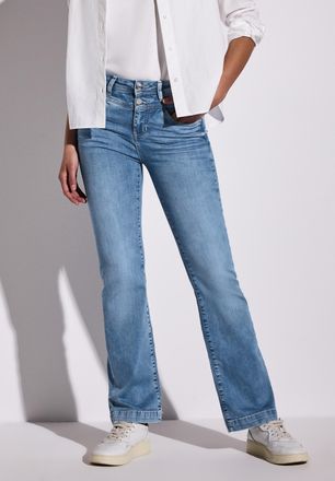Street One Bootcut-Jeans STREET ONE, Damen, Gr. 34, L&auml;nge 32, light blau random, Denim/Jeans, Obermaterial: 89% Baumwolle, 8% Polyester, 3% Elasthan, unifarben, 