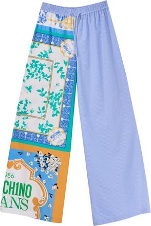 Moschino Multicolor Foulard Print Katoenen Poplin Broek - Dames - Wijde Broeken - Veelkleurig - S - Katoen - Broeken