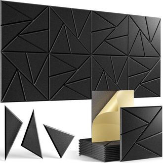 OEM Paquete De 12 Paneles Ac&uacute;sticos Autoadhesivos De Espuma Ac&uacute;stica De Alta Densidad, Ideales Para Decorar Paredes, Techos Y Puertas En Casa Y Estudio, 3