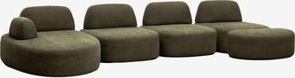 Sklum Sof&aacute; Modular Chaise Longue Izquierdo De 4 Piezas Y Puff Tapizado Giorgia Sklum