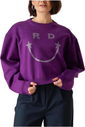 Refined Department Paarse Tiffany Sweater - Dames - Ronde hals truien - Paars - S - Truien & Vesten