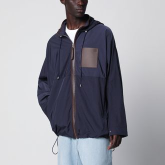 Loewe Navy technical micro-ripstop hooded jacket